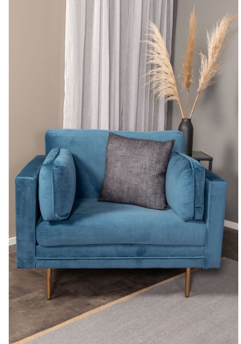 VENTURE DESIGN Boom lenestol, med armlener - bl polyester og metall