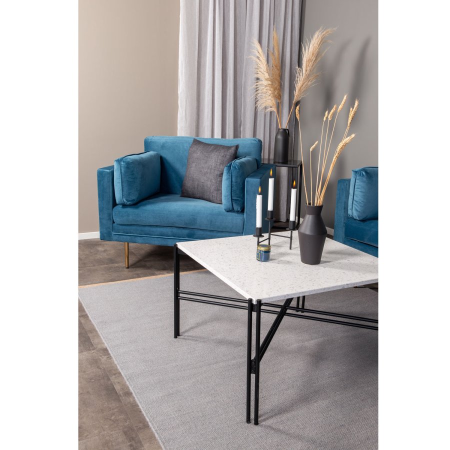 VENTURE DESIGN Boom lenestol, med armlener - bl polyester og metall