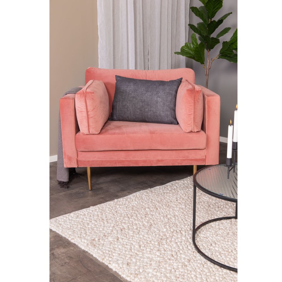 VENTURE DESIGN Boom lenestol, med armlener - rosa polyester og metall