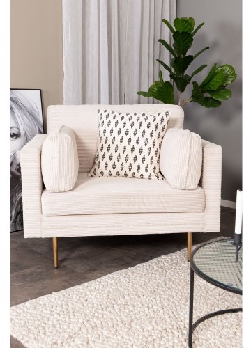 VENTURE DESIGN Boom lenestol, med armlener - beige polyester og metall