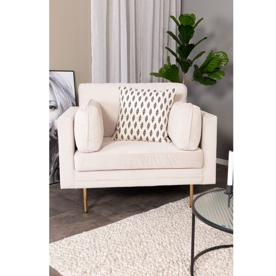 VENTURE DESIGN Boom lenestol, med armlener - beige polyester og metall