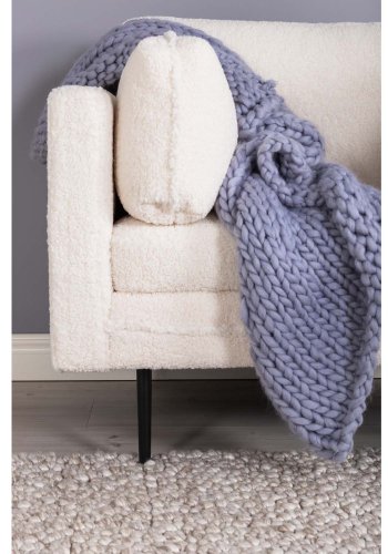 VENTURE DESIGN Boom lenestol - hvit teddystoff polyester og sort metall