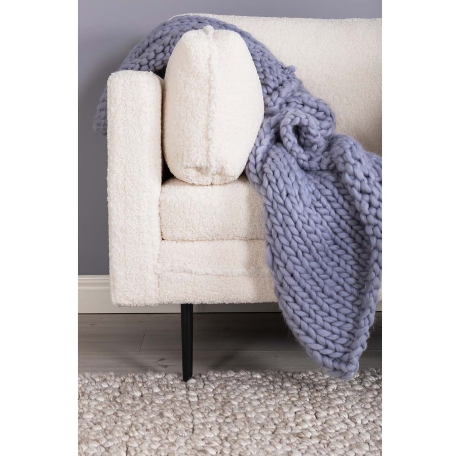 VENTURE DESIGN Boom lenestol - hvit teddystoff polyester og sort metall