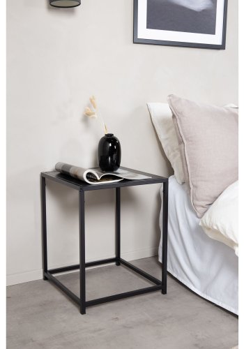 VENTURE DESIGN Sidebord i stl, rektangulrt - svart stl (38x37)