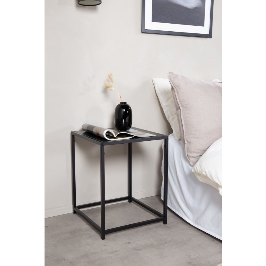 VENTURE DESIGN Sidebord i stl, rektangulrt - svart stl (38x37)