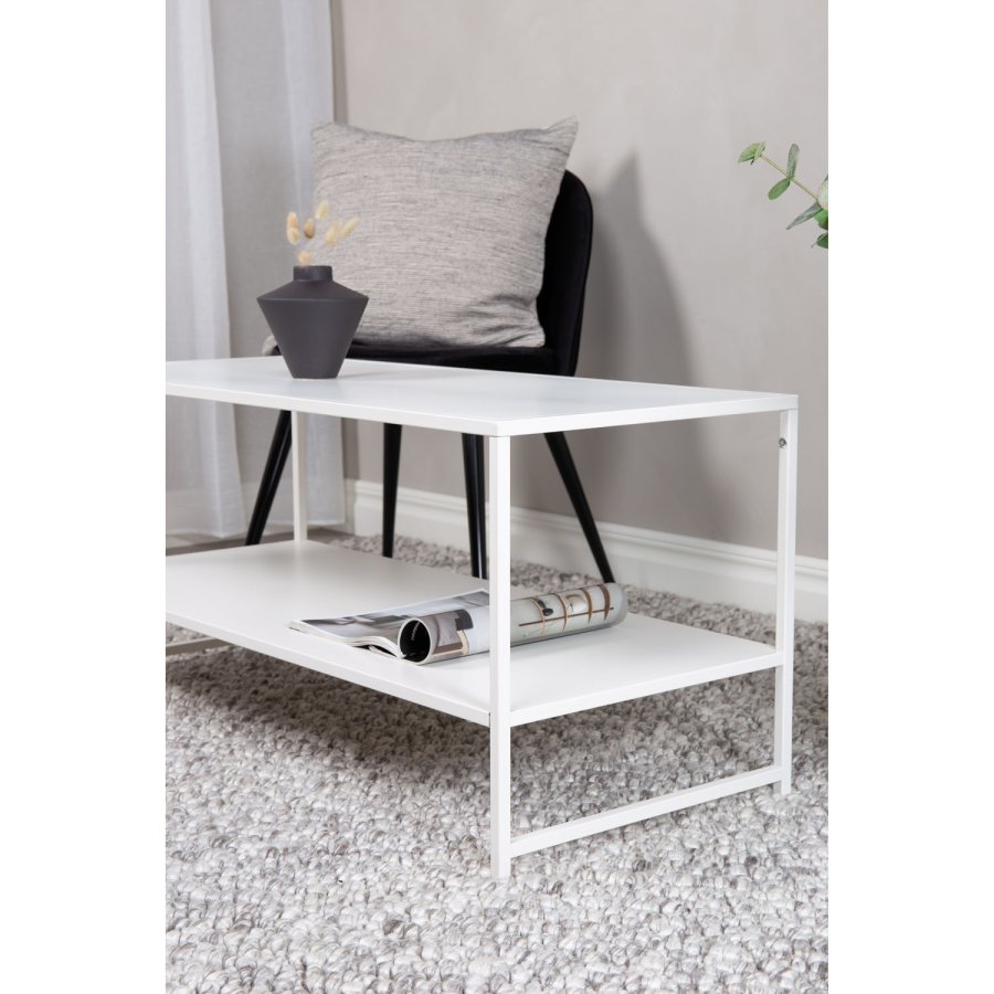 VENTURE DESIGN Steel salongbord, m. hylle - hvit stl (101,6x43,2)