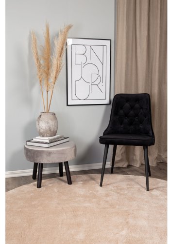 VENTURE DESIGN Velvet Deluxe spisebordsstol, med armlener - sort velour og sort metall