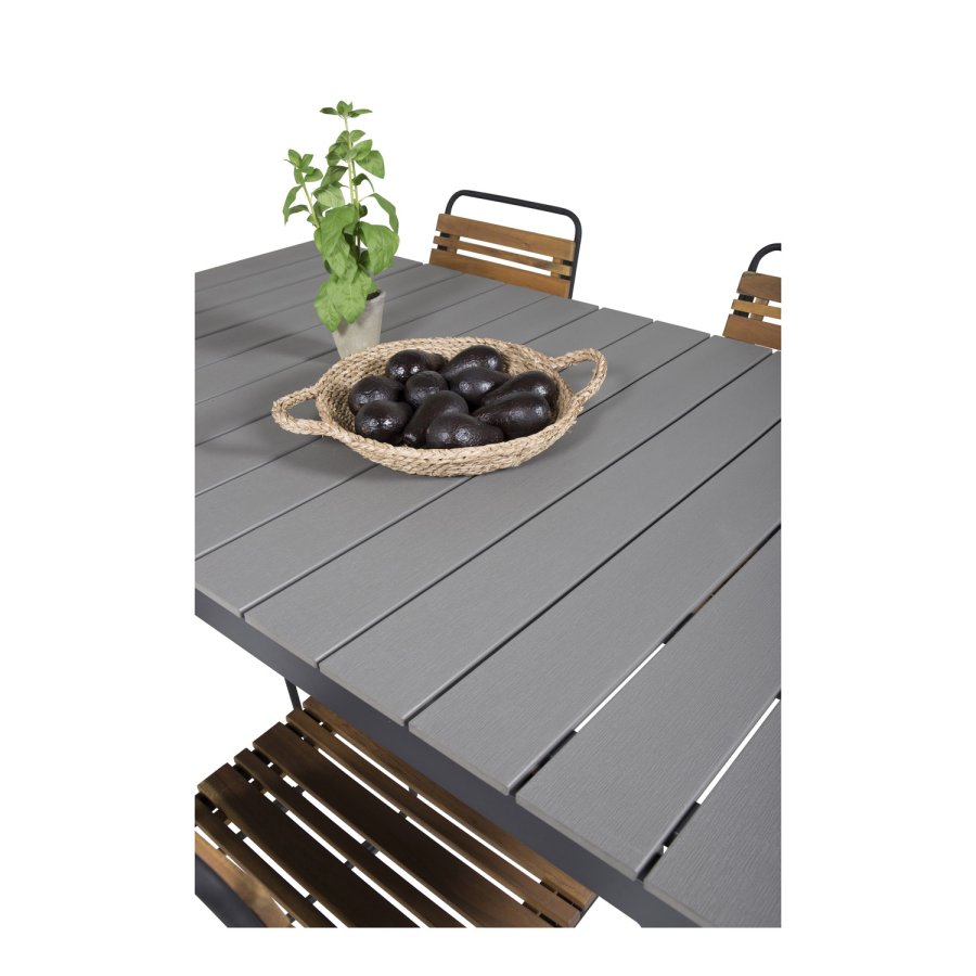 VENTURE DESIGN rektangulrt Levels hagebord med uttrekk - gr, sort aluminium