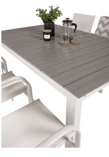 VENTURE DESIGN rektangulr Levels havebord m. udtrk - gr, hvid aluminium (160/240x90)