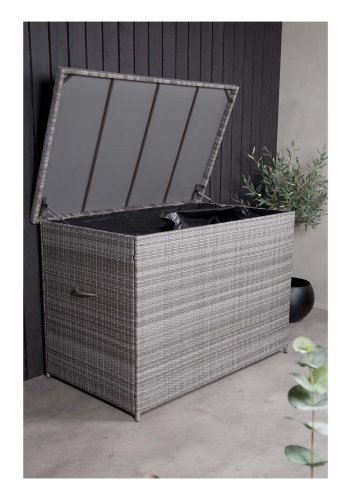 
VENTURE DESIGN amazon hyndeboks - rektangulær grå rattan og stål, vannavvisende
