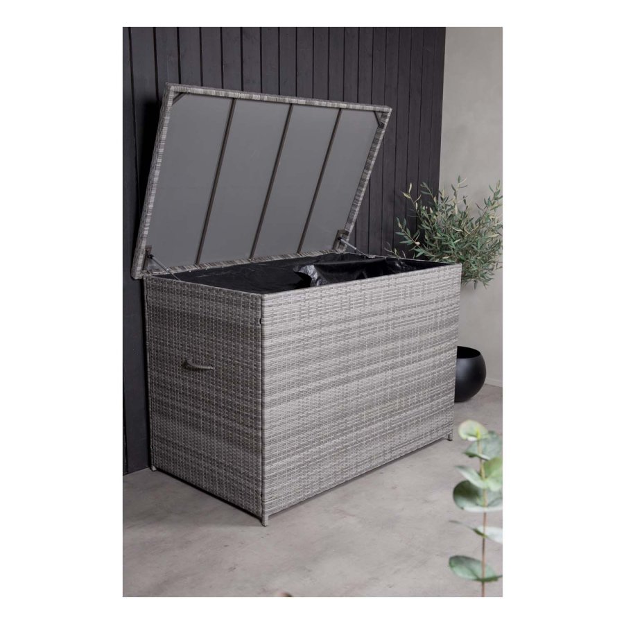 
VENTURE DESIGN amazon hyndeboks - rektangulær grå rattan og stål, vannavvisende
