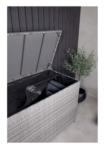 
VENTURE DESIGN amazon hyndeboks - rektangulær grå rattan og stål, vannavvisende
