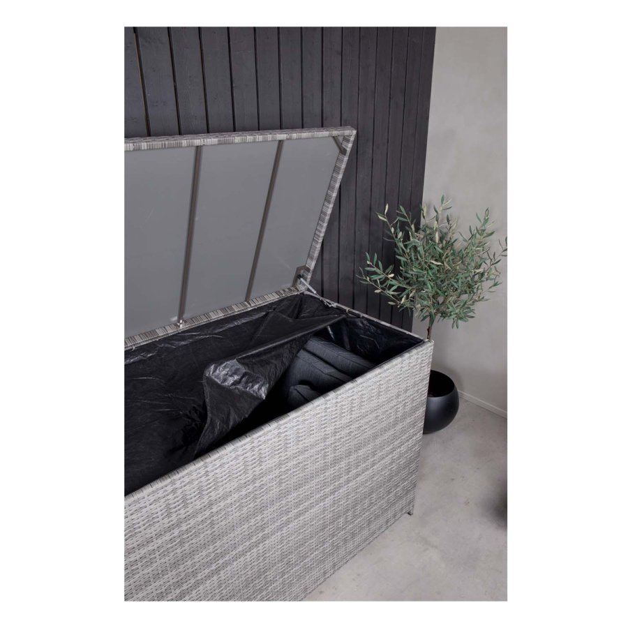 
VENTURE DESIGN amazon hyndeboks - rektangulær grå rattan og stål, vannavvisende
