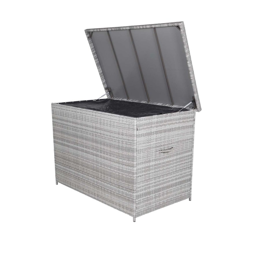 
VENTURE DESIGN amazon hyndeboks - rektangulær grå rattan og stål, vannavvisende
