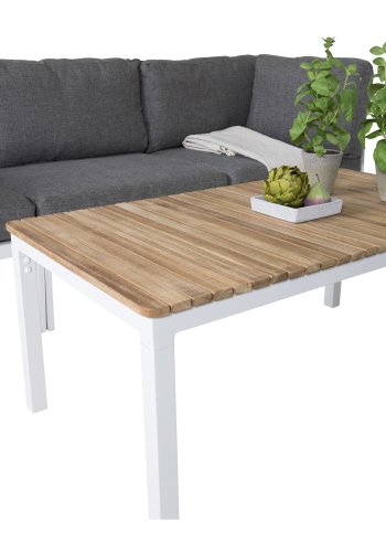 VENTURE DESIGN rektangulrt Brasilia hagebord - naturlig teak og hvit aluminium (110x60)