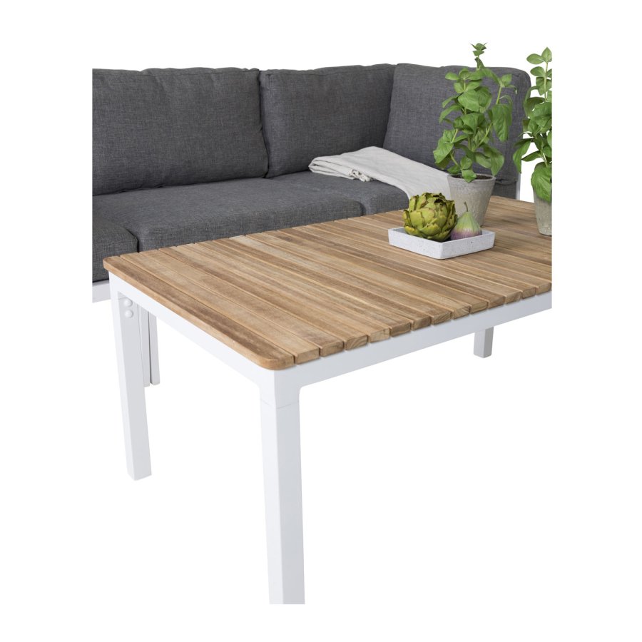 VENTURE DESIGN rektangulrt Brasilia hagebord - naturlig teak og hvit aluminium (110x60)