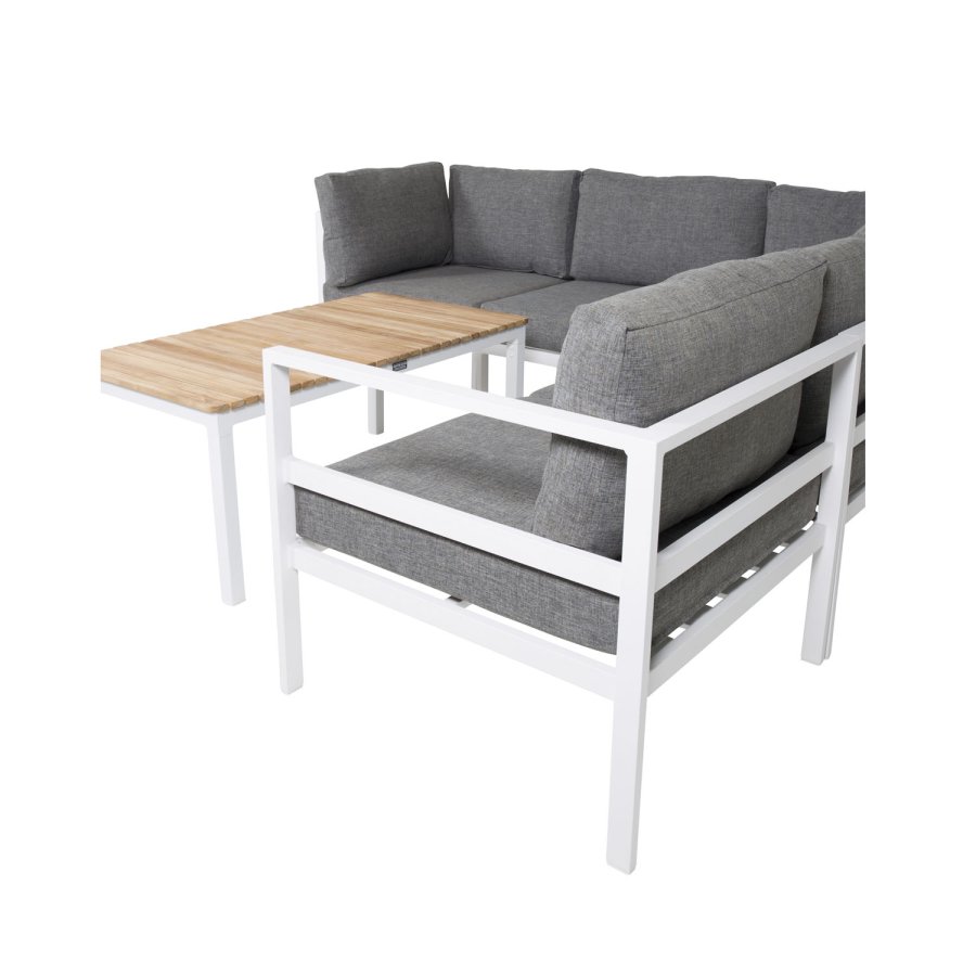 VENTURE DESIGN rektangulrt Brasilia hagebord - naturlig teak og hvit aluminium (110x60)