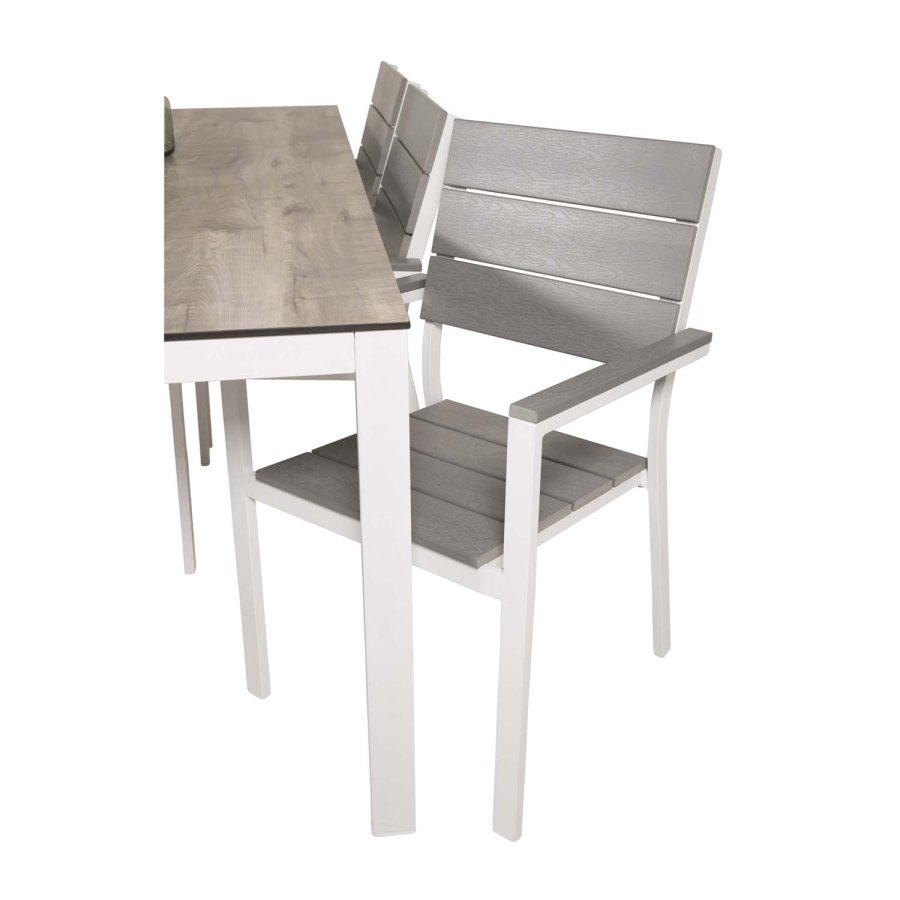 VENTURE DESIGN rektangulrt Lama hagebord - gr HPL og hvit aluminium (205x100)