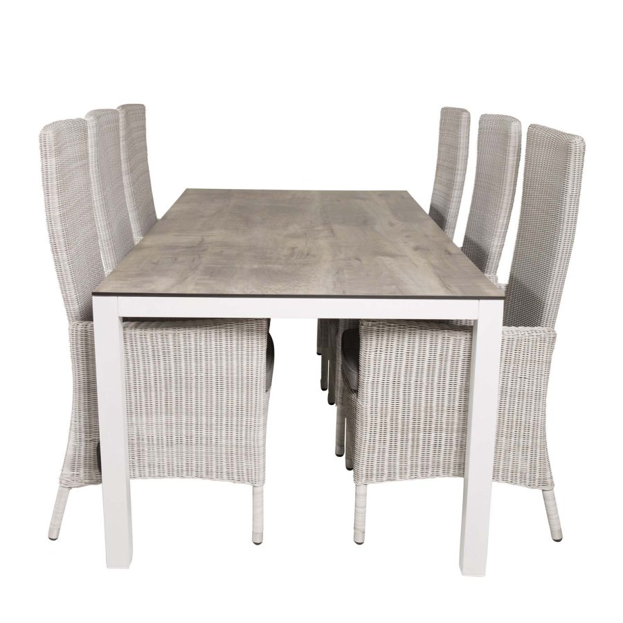 VENTURE DESIGN rektangulrt Lama hagebord - gr HPL og hvit aluminium (205x100)