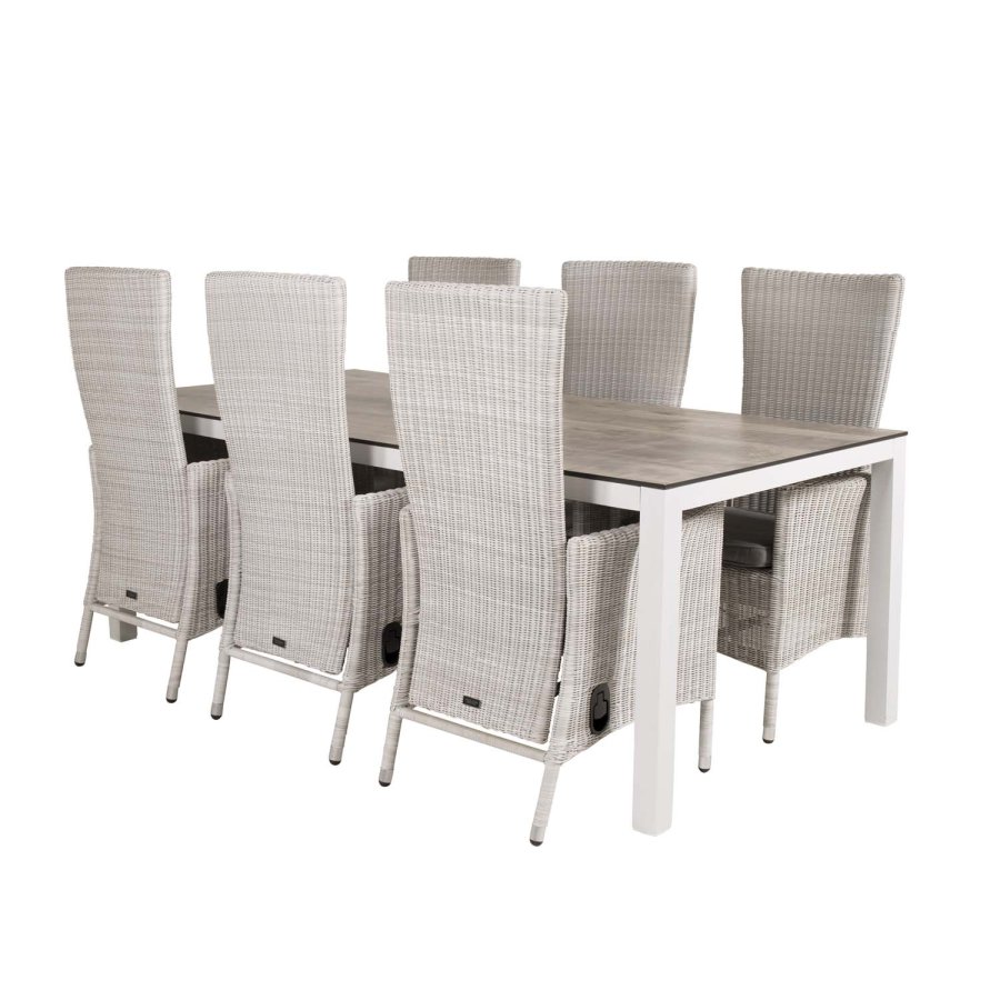 VENTURE DESIGN rektangulrt Lama hagebord - gr HPL og hvit aluminium (205x100)