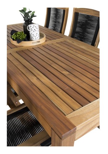 VENTURE DESIGN Peter hagestol med armlener og 5 posisjoner - naturlig akasietre og svart tau