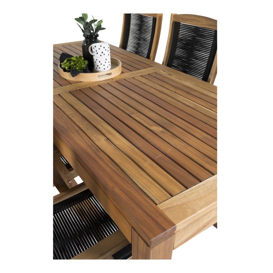 VENTURE DESIGN Peter hagestol med armlener og 5 posisjoner - naturlig akasietre og svart tau