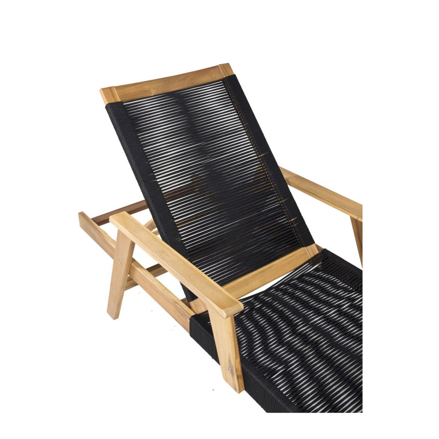 VENTURE DESIGN Little John utendrs solstol - naturlig akasietre og svart tau 