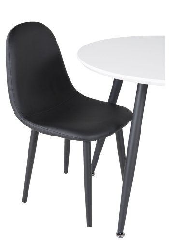 VENTURE DESIGN Plaza barnebord og 2 barnestoler - hvit MDF/svart metall og sort PU/svart metall