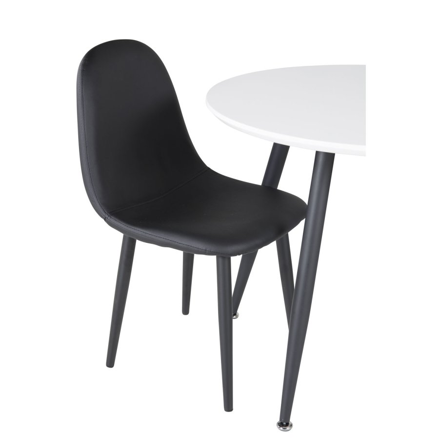 VENTURE DESIGN Plaza barnebord og 2 barnestoler - hvit MDF/svart metall og sort PU/svart metall