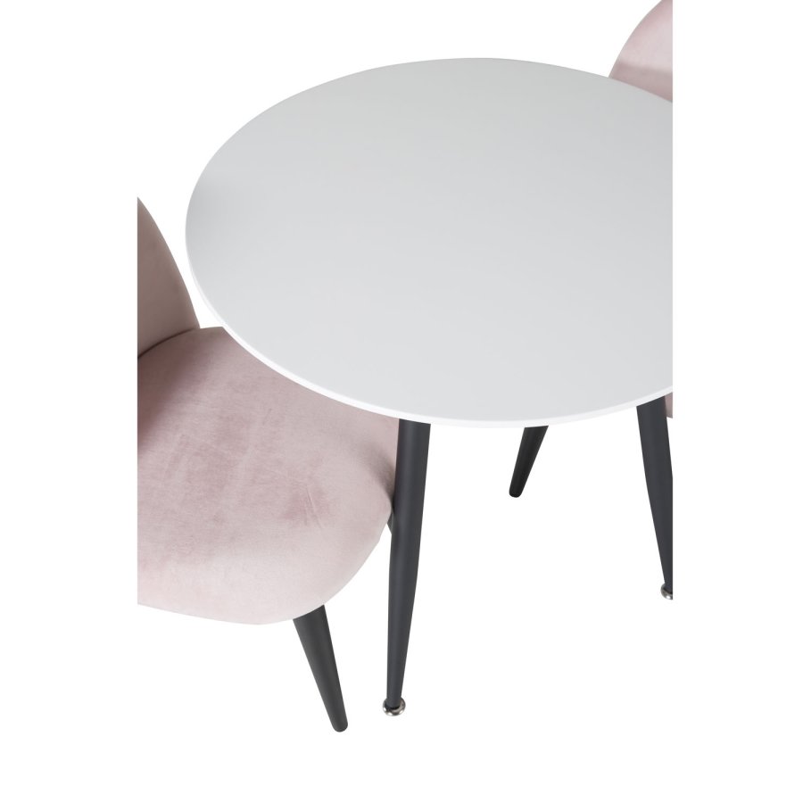 VENTURE DESIGN Plaza brnebord og 2 brnestole - hvid MDF/sort metal og lyserd fljl/sort metal