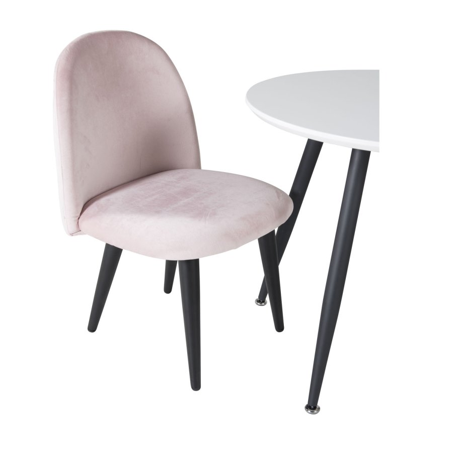 VENTURE DESIGN Plaza brnebord og 2 brnestole - hvid MDF/sort metal og lyserd fljl/sort metal