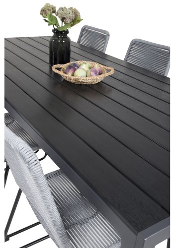 VENTURE DESIGN havest, m. Break bord (205x90) og 6 Lindos stole - aintwood/alu/reb/stl