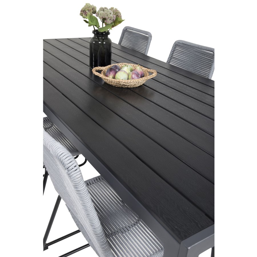 VENTURE DESIGN havest, m. Break bord (205x90) og 6 Lindos stole - aintwood/alu/reb/stl