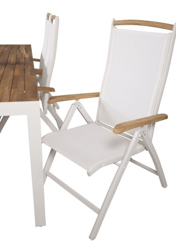 VENTURE DESIGN havest, m. Bois bord (200x100) og 6 Panama 5:pos. stole, m. armln - akacie/alu