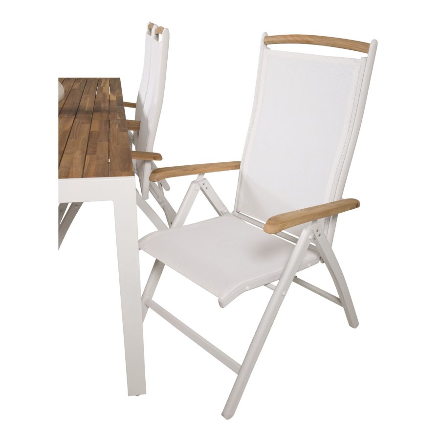 VENTURE DESIGN havest, m. Bois bord (200x100) og 6 Panama 5:pos. stole, m. armln - akacie/alu