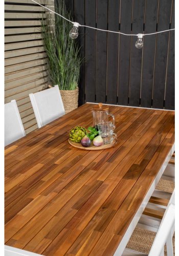 VENTURE DESIGN havest, m. Bois bord (200x100) og 6 Texas stole, m. armln - akacie/alu/textilene