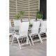 VENTURE DESIGN havest m Levels bord m udtrk og 10 Albany stole m. recliner - gr aintwood/hvid alu
