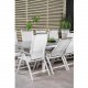 VENTURE DESIGN havest m Levels bord m udtrk og 10 Albany stole m. recliner - gr aintwood/hvid alu