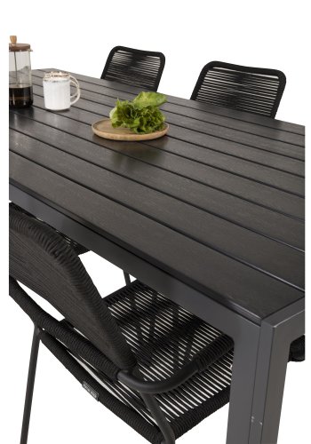 VENTURE DESIGN havest, m. Break bord (205x90) og 6 Lindos stole, m. armln - aintwood/alu/reb