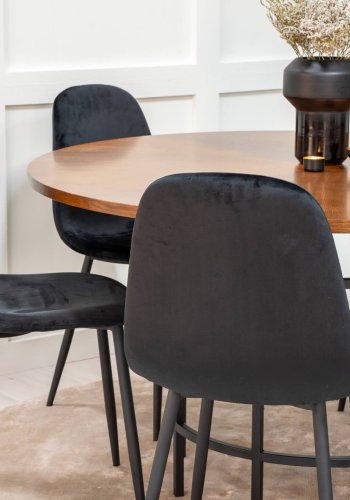 VENTURE DESIGN Polar Diamond spisestol - svart velour og svart metall