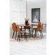 VENTURE DESIGN Copenhagen spisebordsett, m. 6 stoler - brun finer/svart metall og brun PU/svart metall