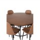 VENTURE DESIGN Copenhagen spisebordsett, m. 6 stoler - brun finer/svart metall og brun PU/svart metall