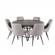 VENTURE DESIGN Copenhagen spisebordsett, m. 6 stoler - sort fin�r/svart metall og gr� fl�yel/svart metall
