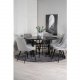VENTURE DESIGN Copenhagen spisebordsett, m. 6 stoler - sort fin�r/svart metall og gr� fl�yel/svart metall