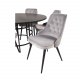 VENTURE DESIGN Copenhagen spisebordsett, m. 6 stoler - sort fin�r/svart metall og gr� fl�yel/svart metall