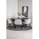 VENTURE DESIGN Copenhagen spisebordsett, m. 6 stoler - sort fin�r/svart metall og gr� fl�yel/svart metall