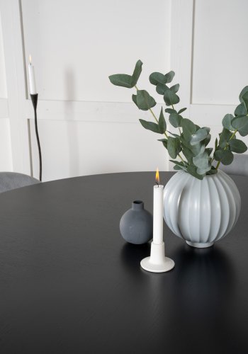 VENTURE DESIGN Copenhagen spisebordsett, m. 6 stoler - sort fin�r/svart metall og gr� fl�yel/svart metall