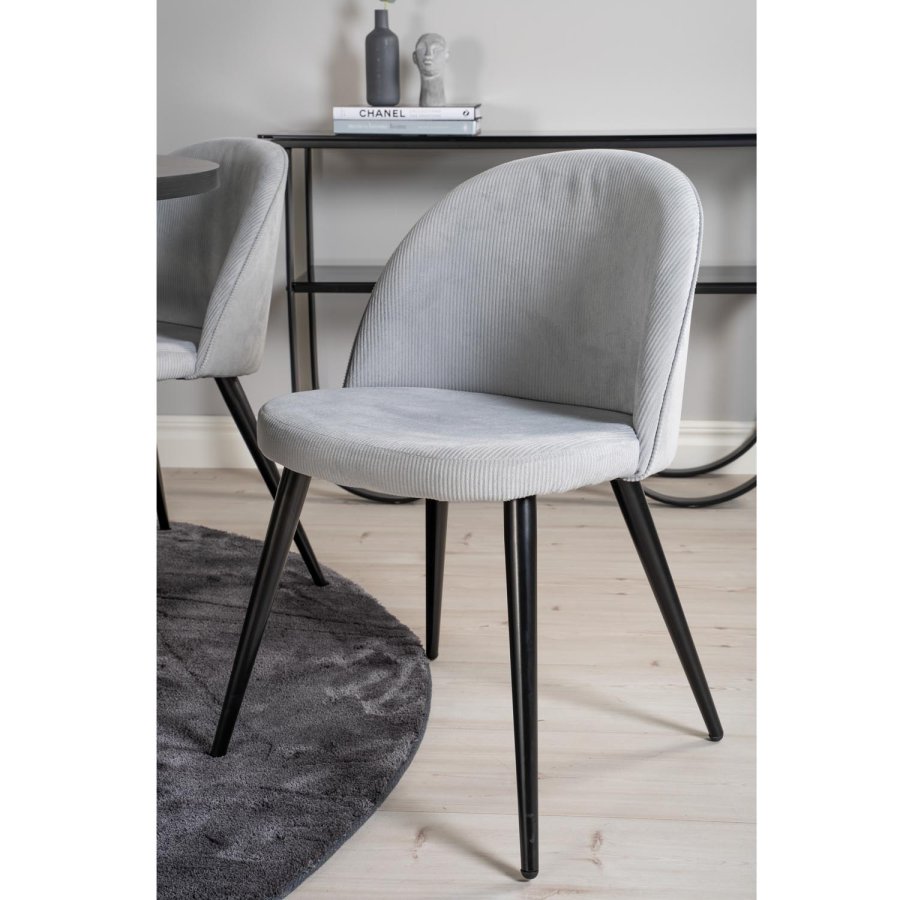 VENTURE DESIGN Copenhagen spisebordsett, m. 6 stoler - sort fin�r/svart metall og gr� fl�yel/svart metall