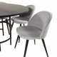 VENTURE DESIGN Copenhagen spisebordsett, m. 6 stoler - sort fin�r/svart metall og gr� fl�yel/svart metall