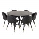 VENTURE DESIGN Copenhagen spisebordsett, m. 6 stoler - sort fin�r/svart metall og sort PU/svart metall